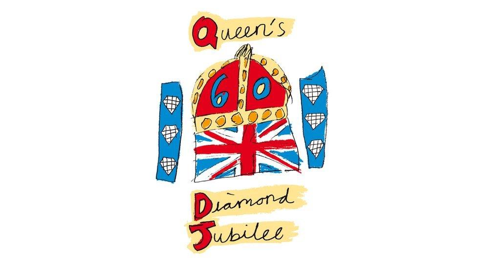 The Queen's Diamond Jubilee logo, designed by a Blue Peter viewer.