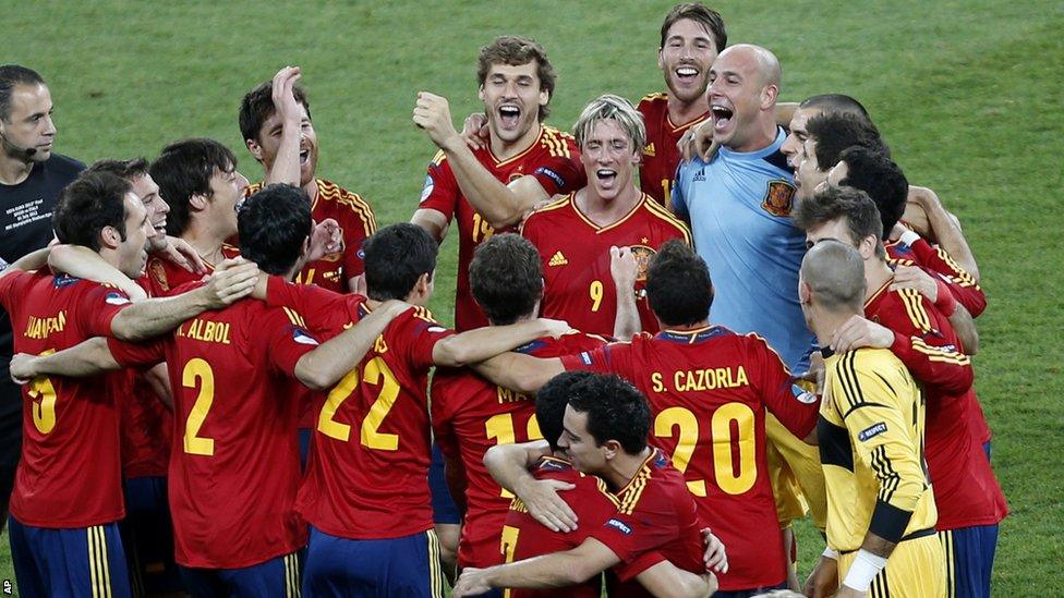 Spain players celebrate