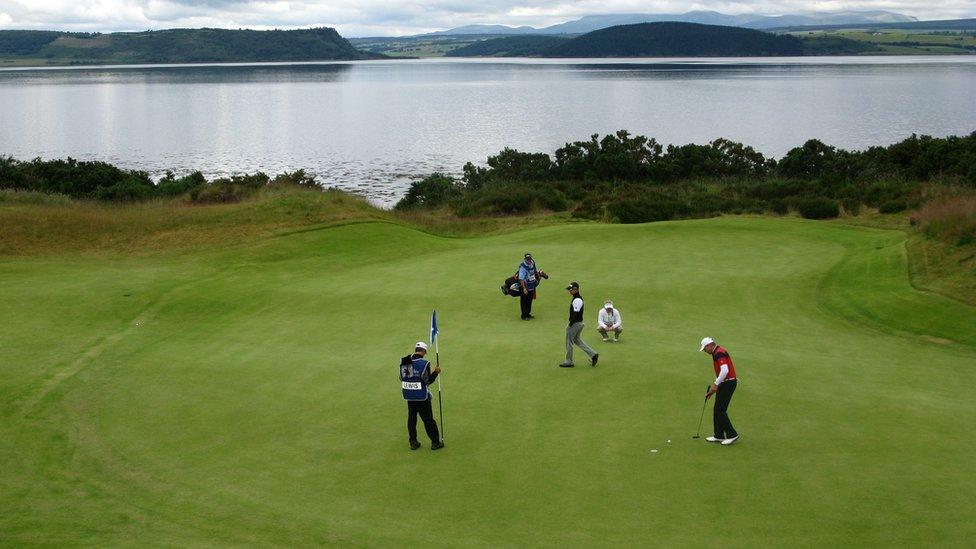 The eighth green at Castle Stuart Golf Links