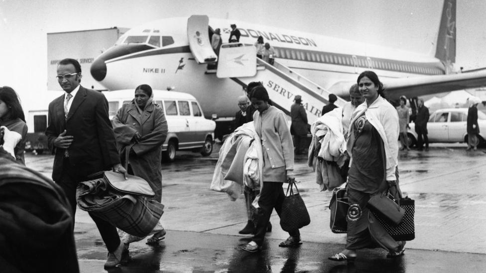 Ugandan Asians arrive at Stansted Airport in 1972