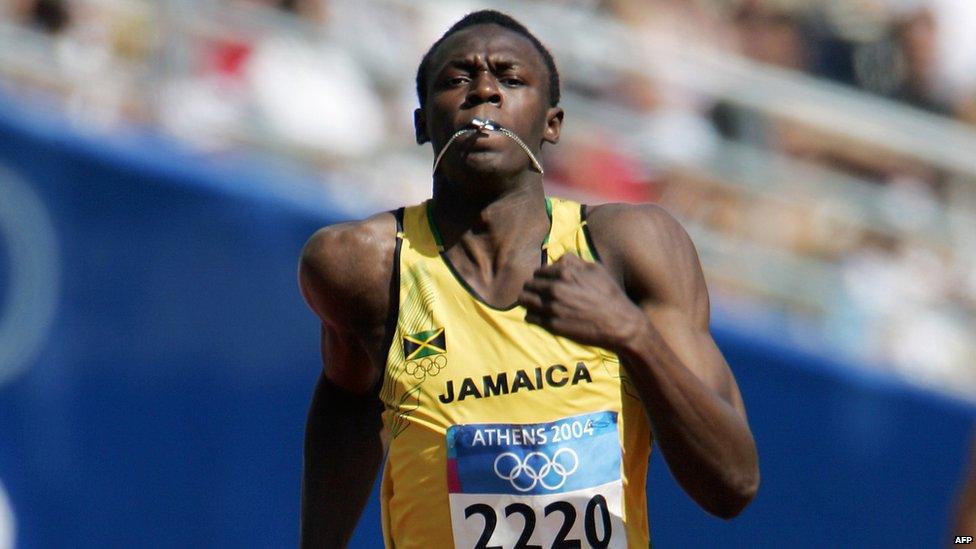 Usain Bolt at the Athens games in 2004.