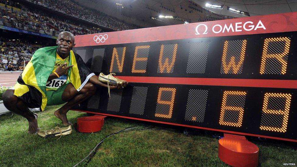 Usain Bolt at the Beijing Olympics.