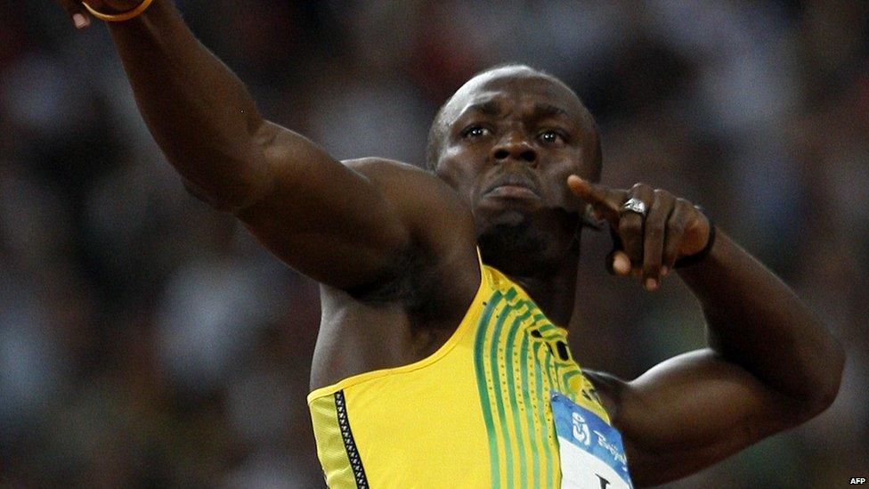 Usain Bolt at the Beijing Olympics.