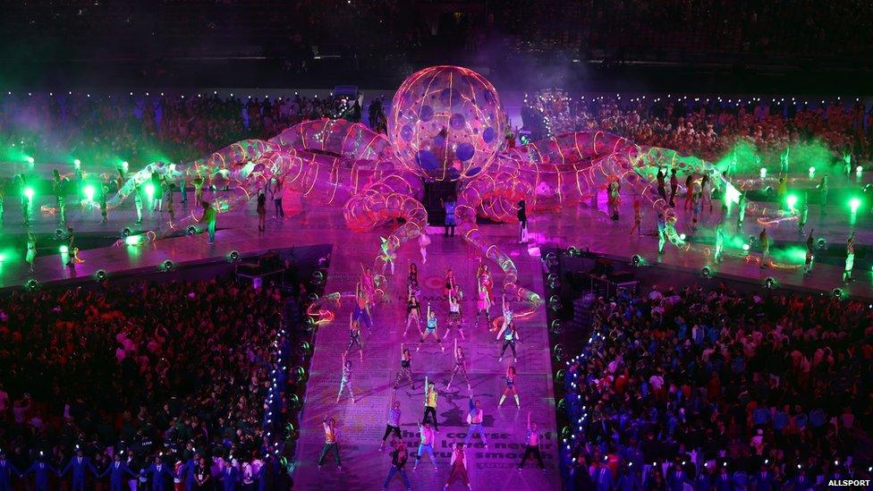 Performers at the London 2012 Olympics closing ceremony