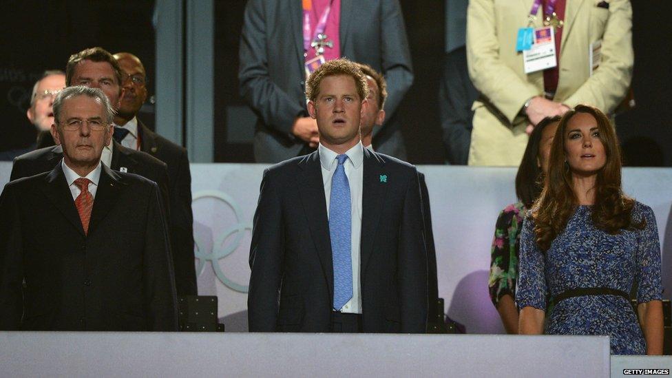 Prince Harry and the Duchess of Cambridge at the London 2012 Olympics closing ceremony