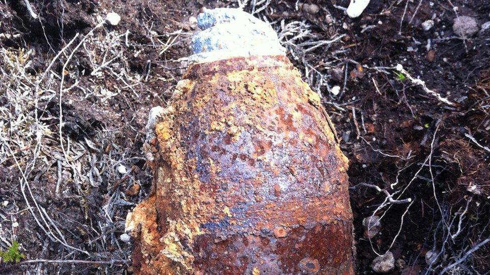 Unexploded mortar bomb