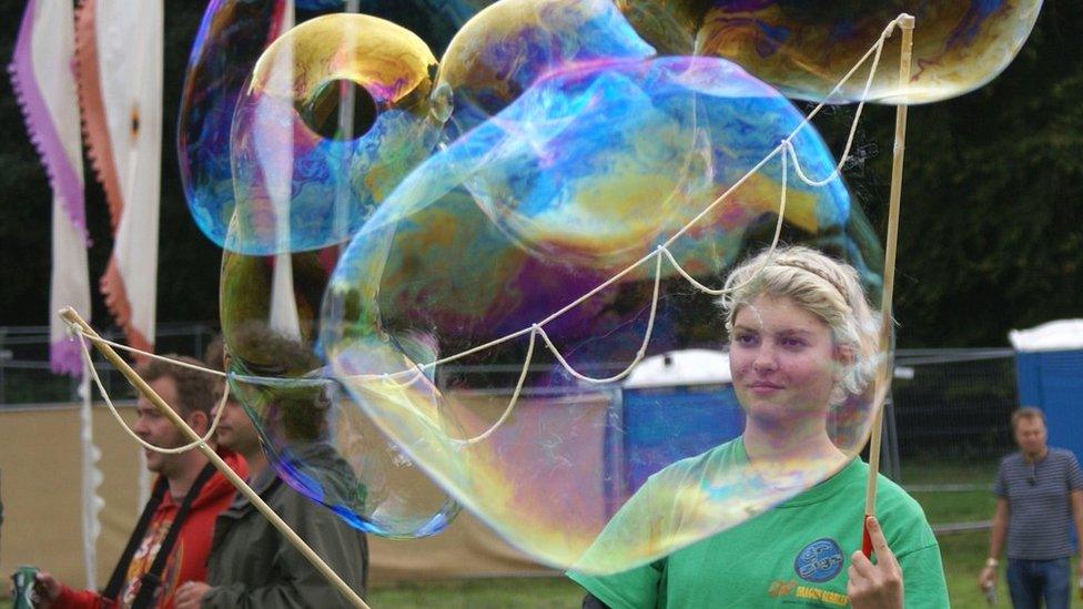 Georgia Thomas-Parr shows off her bubble making skills