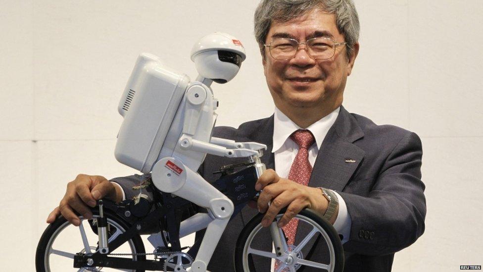 A robot on a bike