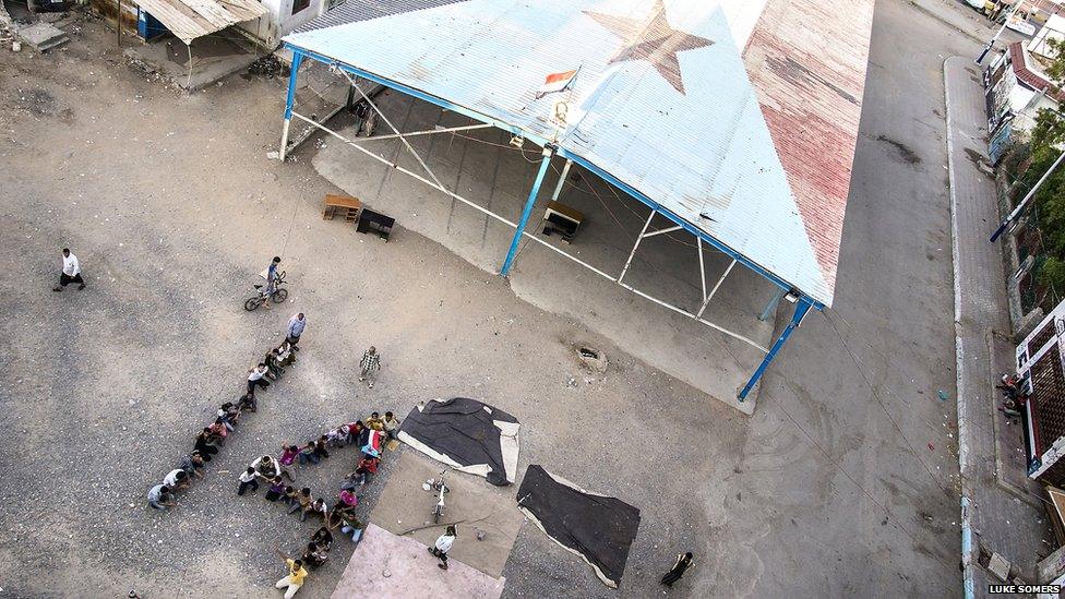 Youths at Southern Movement headquarters in Aden anticipate the arrival of the 14 October holiday. Photo: Luke Somers