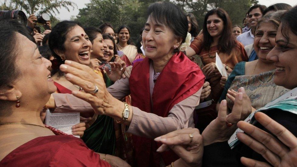 Aung San Suu Kyi at Lady Shri Ram College in Delhi on Friday 16 Nov 2012