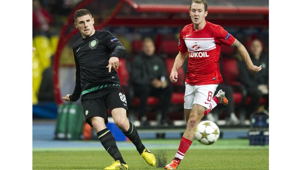 Gary Hooper (left) is seen here with former Celtic star Aiden McGeady