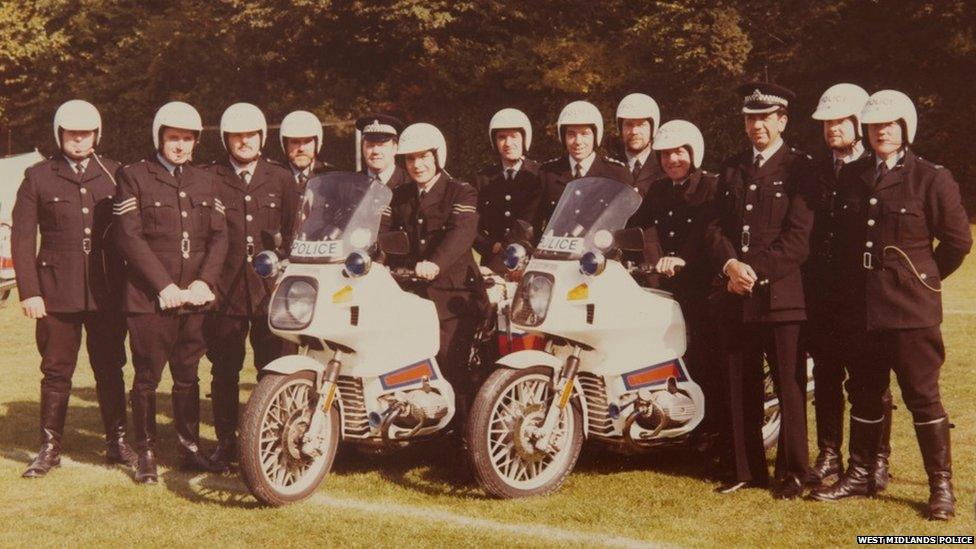 Police officers and sergeants from the Traffic Unit in the late-1970s.