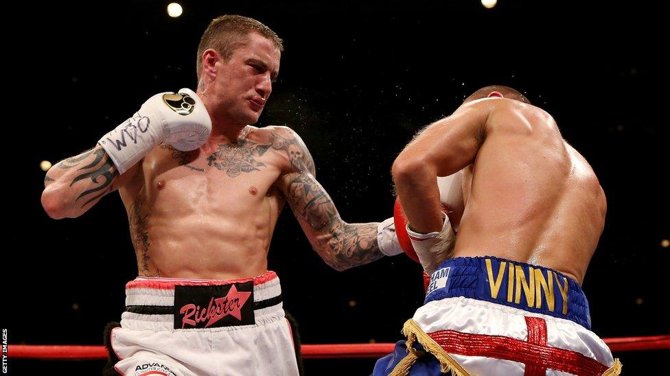 Ricky Burns launches another blistering assault on Kevin Mitchell in his defence of his WBO world lightweight title at the SECC in Glasgow