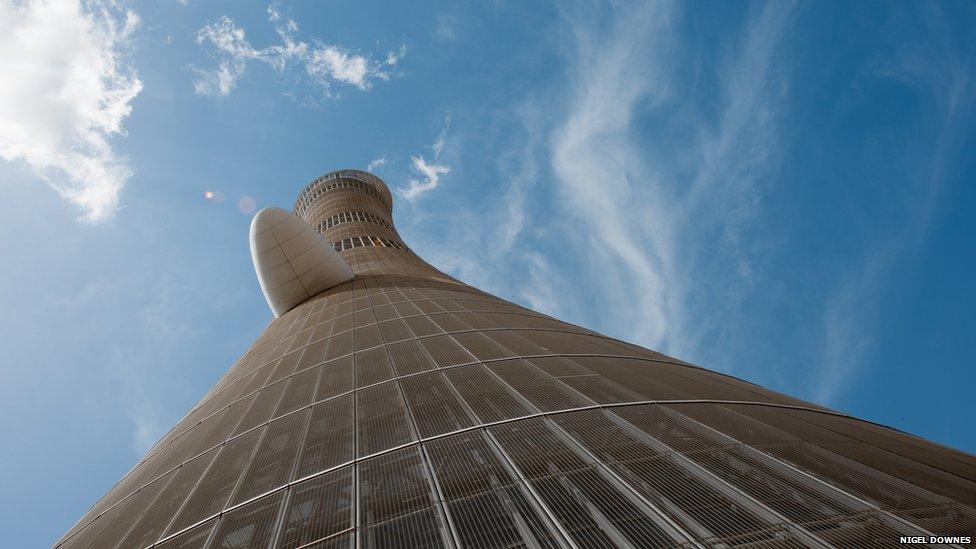 The Aspire Tower, a hotel, was originally built for the 15th Asian Games hosted by Qatar in 2006. The building, at 300 metres (984 feet) high, can be seen from most parts of the city.