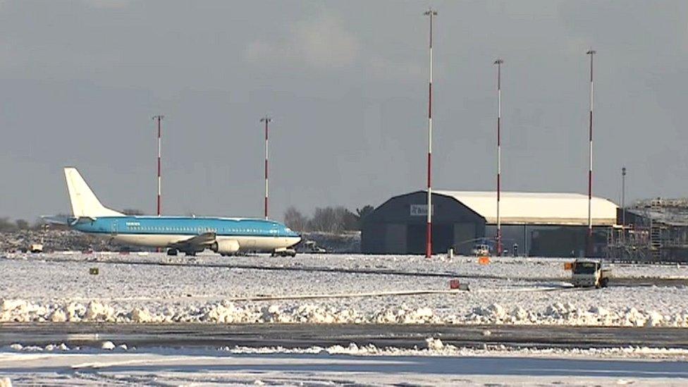 Norwich Airport in the snow