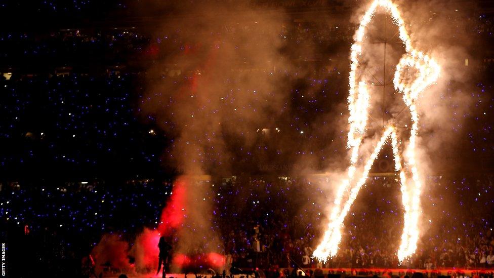 Half-time show at the Super Bowl