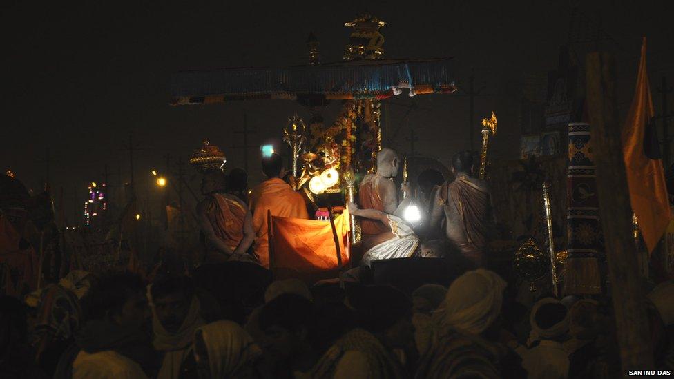 Pilgrims seated