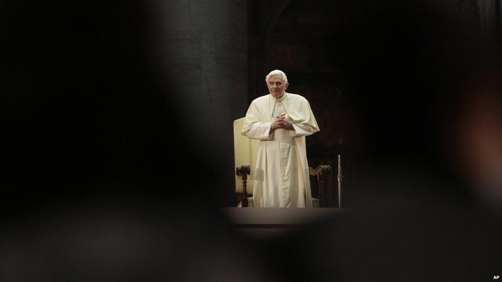 Pope Benedict XVI, seen, during a gathering with youths in St. Peter's square, at the Vatican,