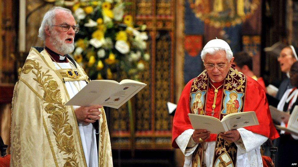 The Pope in Westminster Abbey.