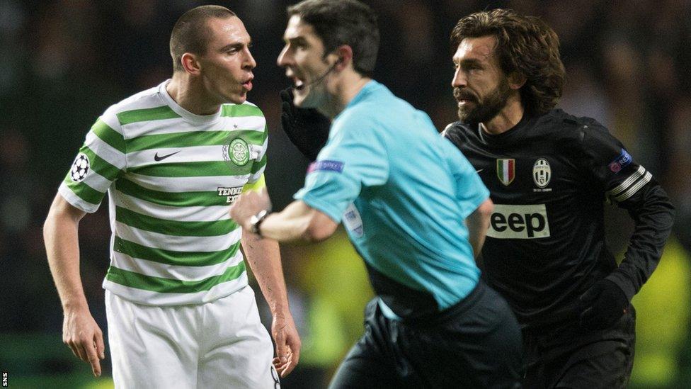 Celtic captain Scott Brown and Juve skipper Andrea Pirlo