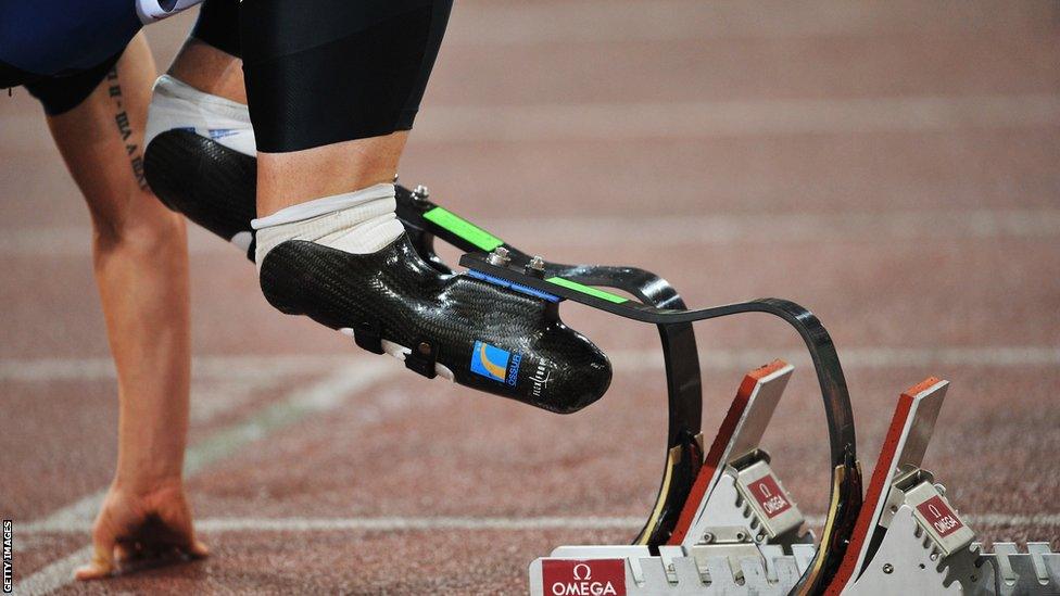 Oscar Pistorius's prosthetic limbs.