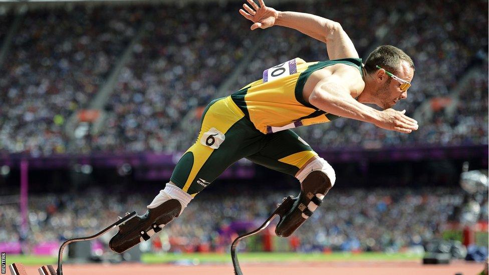 Oscar Pistorius becomes first amputee runner to compete at an Olympics at the London games.
