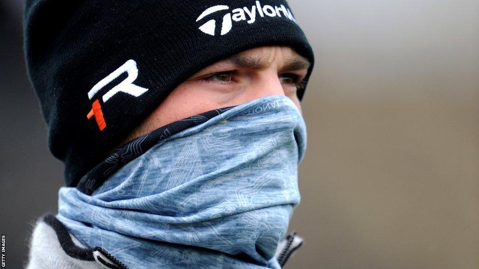 Martin Kaymer surveys the snow