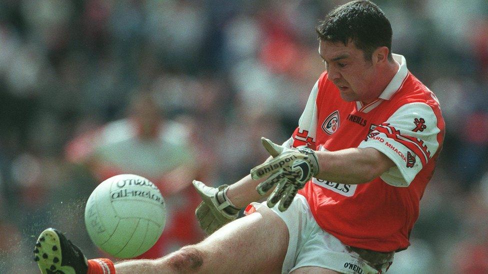 Oisin McConville quickly made an impact at inter-county level - here in 1998 Ulster Championship action against Derry