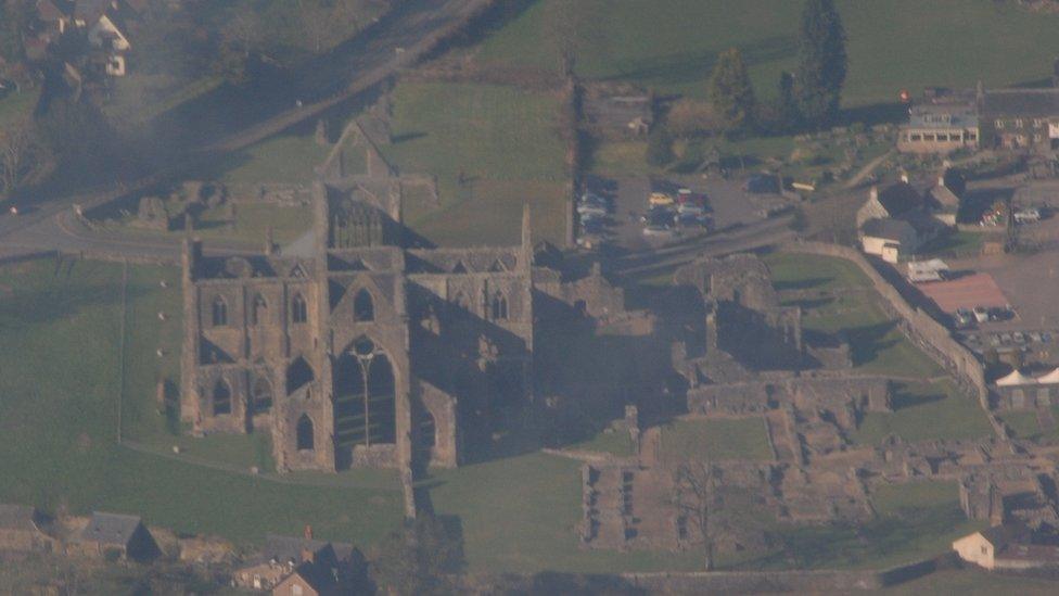 Clint Budd sent in this photo of Tintern Abbey in Monmouthshire which was taken from 2500 ft on a flight from Cardiff to Gloucester.