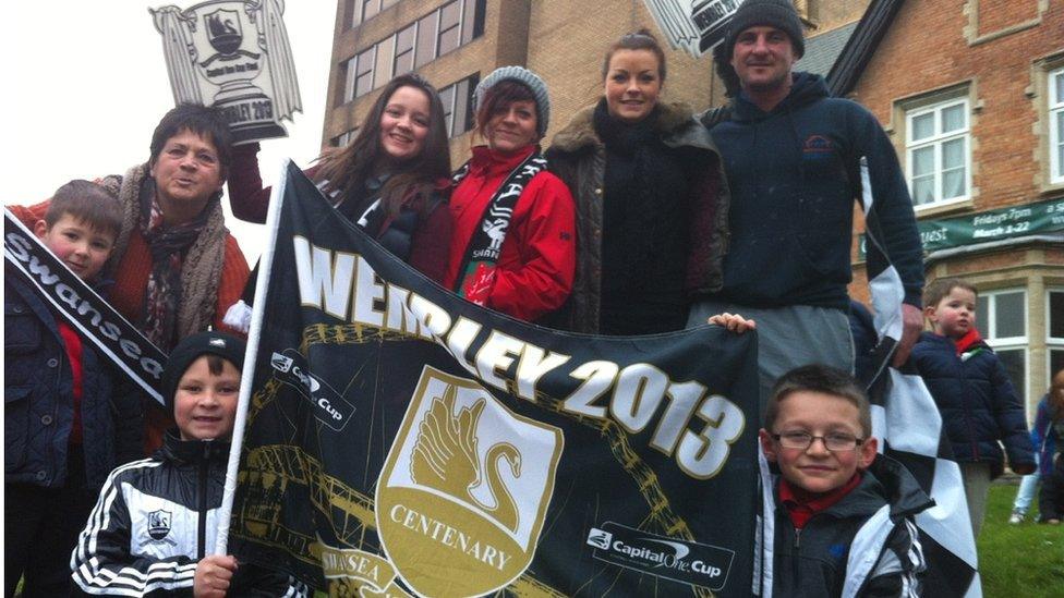 Swansea fans lined the route of the parade