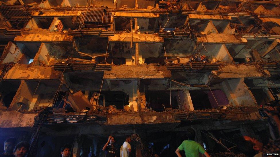 A building destroyed by a bomb blast in Karachi. Photo: 3 March 2013