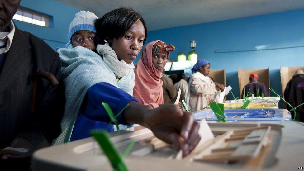 Voting at Mutomo primary school near Gatundu, north of Nairobi. 4 March 2013
