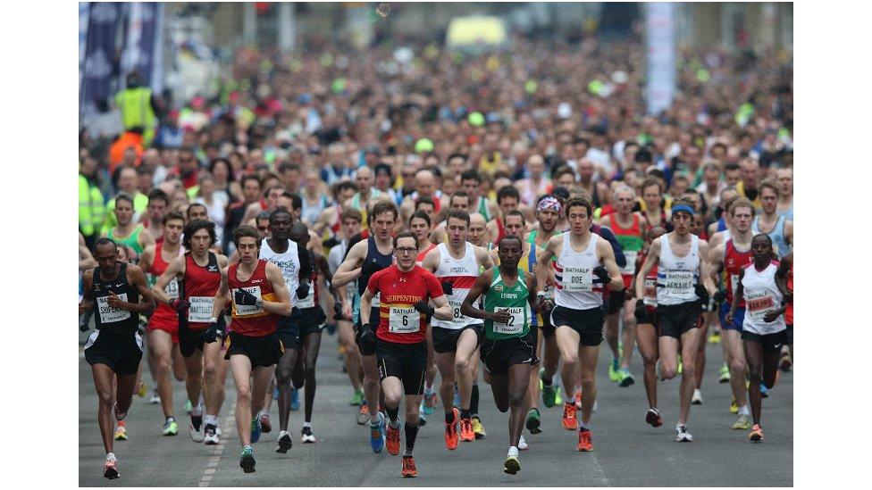 Runners at the start of the Bath Half Marathon