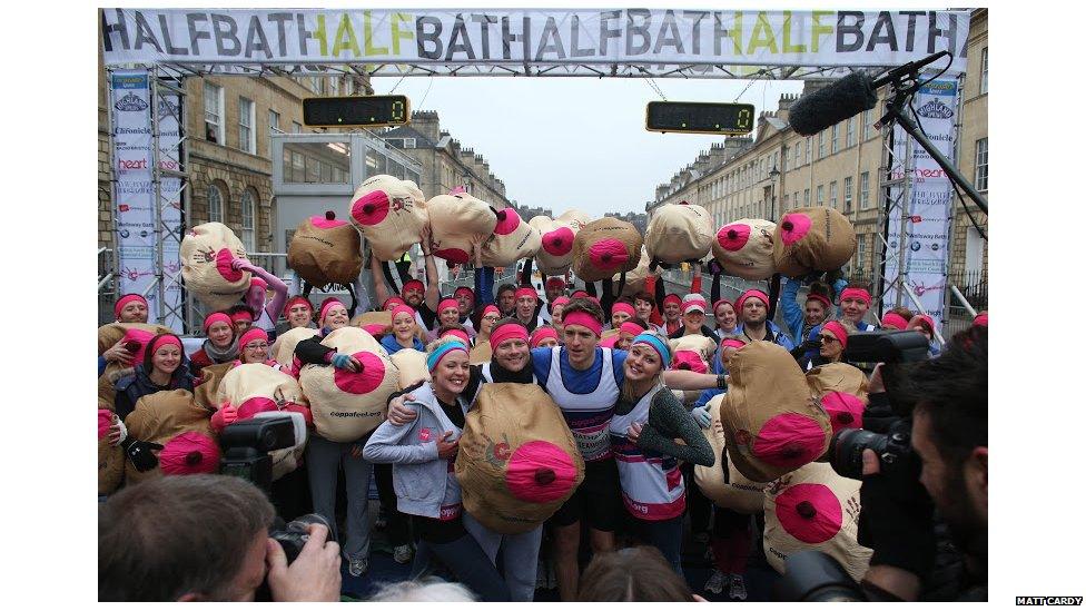 People ran to raise money for the charity CoppaFeel which works to highlight breast cancer awareness among 18-30 year olds in the UK