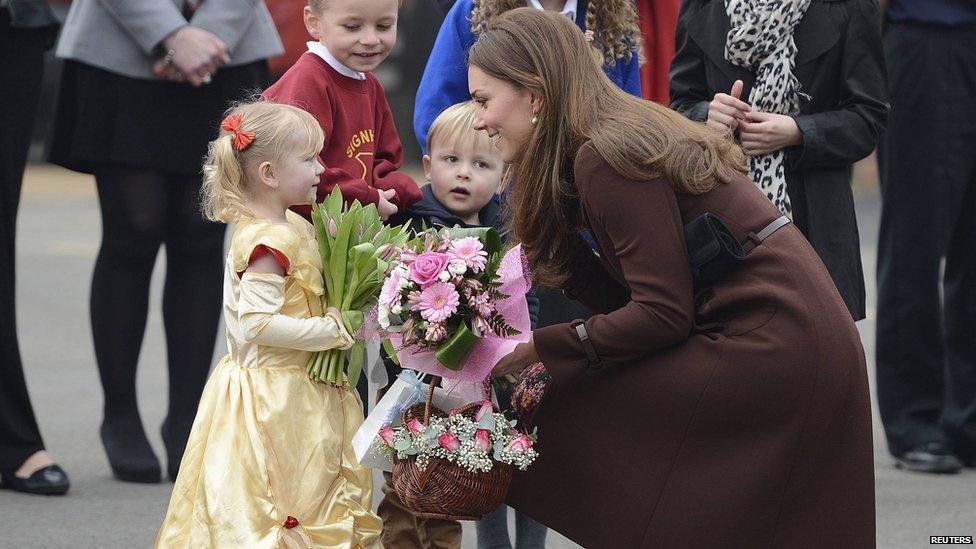 Duchess of Cambridge talking to children