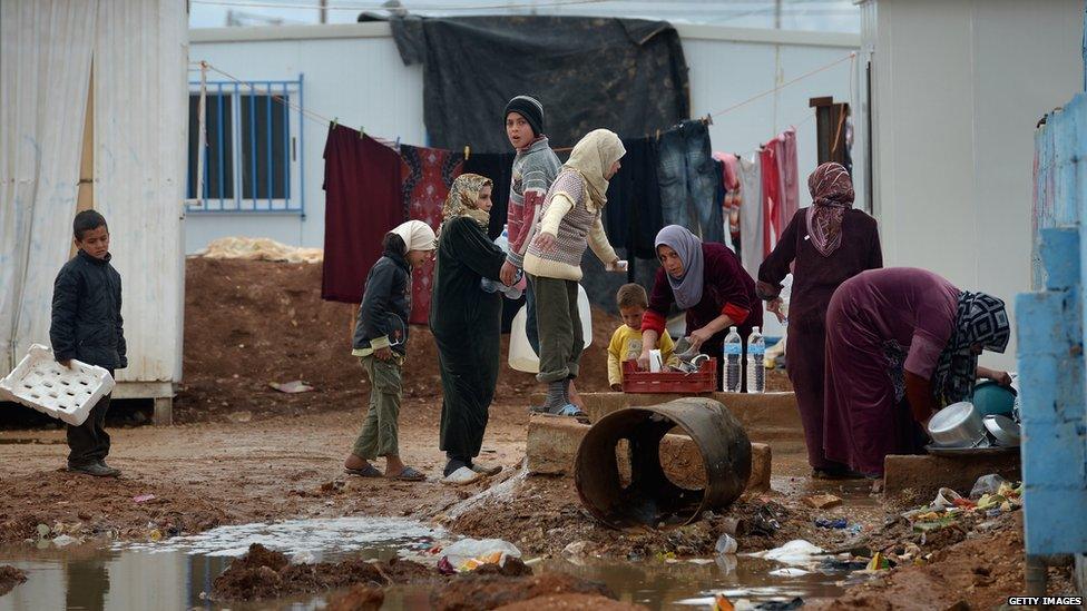 People washing up in the camp