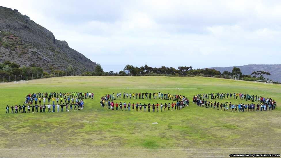 Students from St Andrews High School in St Helena mark the 500-day milestone