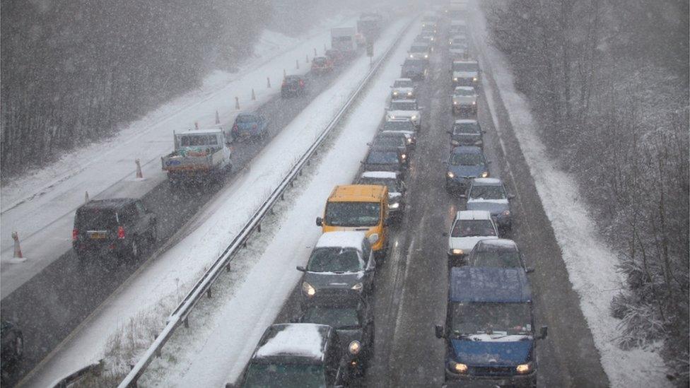 Traffic comes to a standstill on the A264 in Crawley