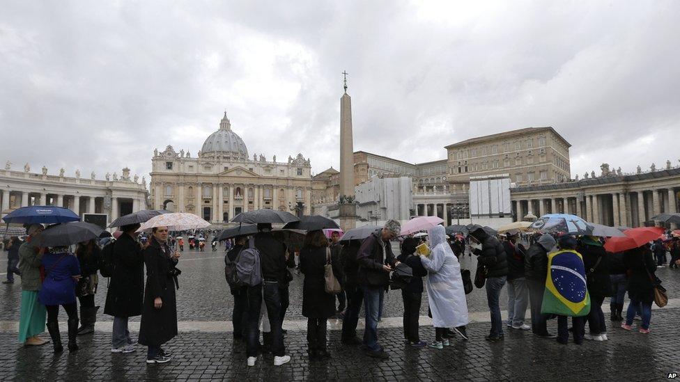 People gathered in St Peter's Square.