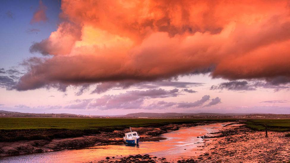 Sunset after glow on clouds