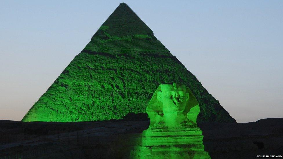 The Sphinx and a pyramid