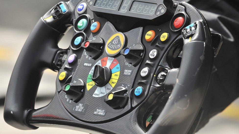 A Lotus steering wheel