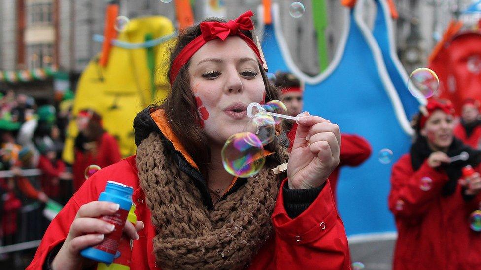 Girl blowing bubbles