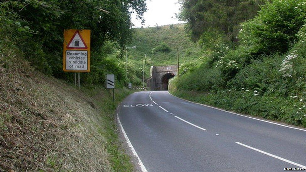 Beaminster Tunnel photographed in 2007 before the landslip