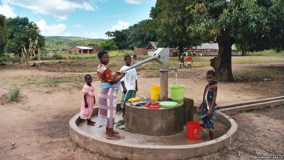 Pumping water at a well