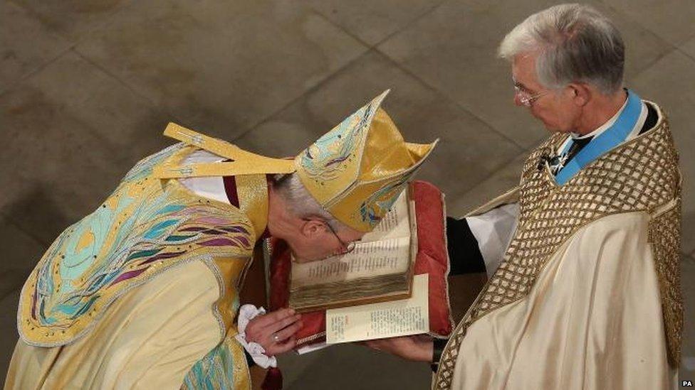 Archbishop Welby during his enthronement.