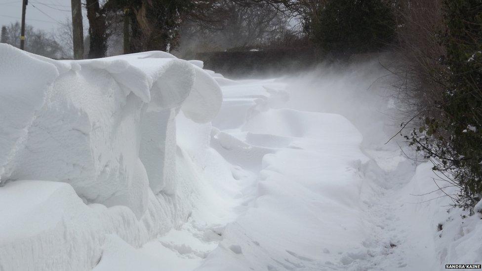 Picture of a snow drift in Staffordshire