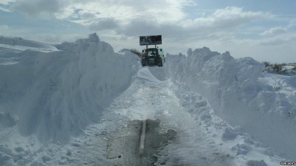 Tractor in the snow, Isle of Man 2013