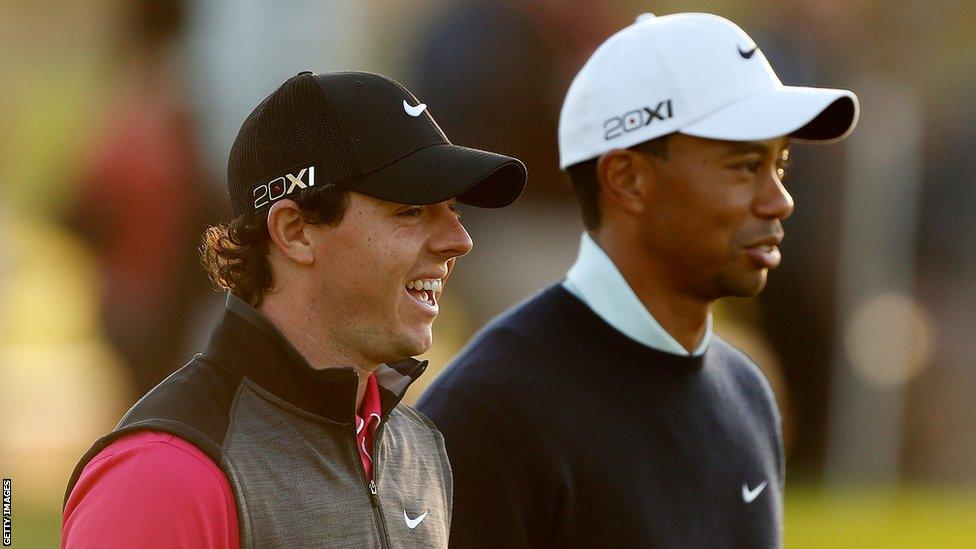 Rory McIlroy (left) and Tiger Woods