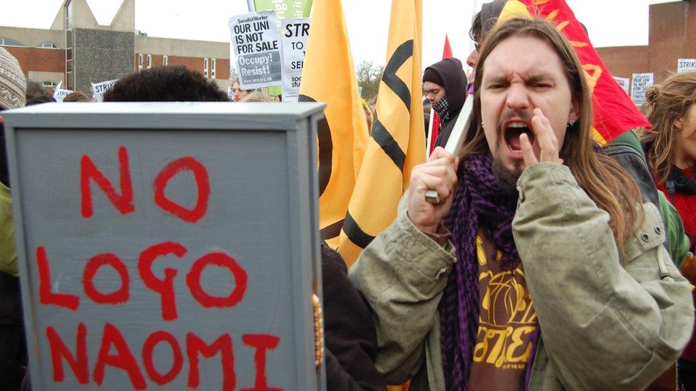 Protester at University of Sussex demonstration